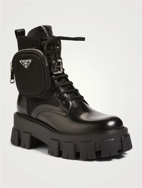 prada open toe snow boot|prada combat boots with pouches.